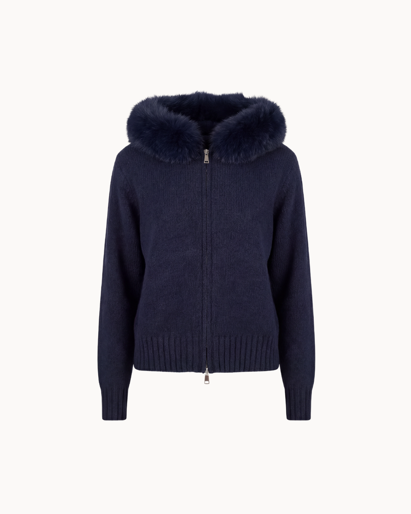 Fur Jacket - Navy Blue