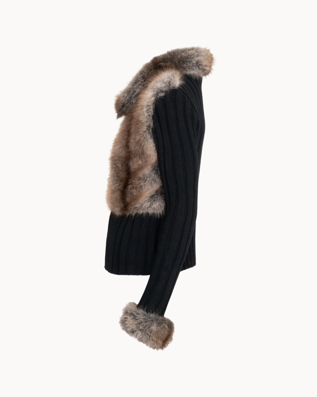 Ivory Fur Cardigan - Black